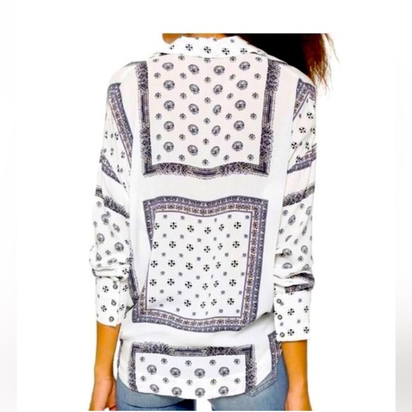 Free People Little Secrets Button Up Wrap Shirt White Large - Picture 3 of 13